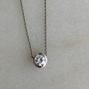 CZ solitaire silver necklace